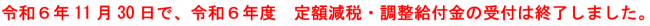 令和6年11月30日で、令和6年度定額減税・調整給付金の受付は終了しました。